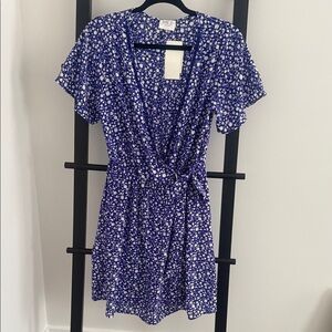 Sienna Sky White Floral on Royal Blue Dress